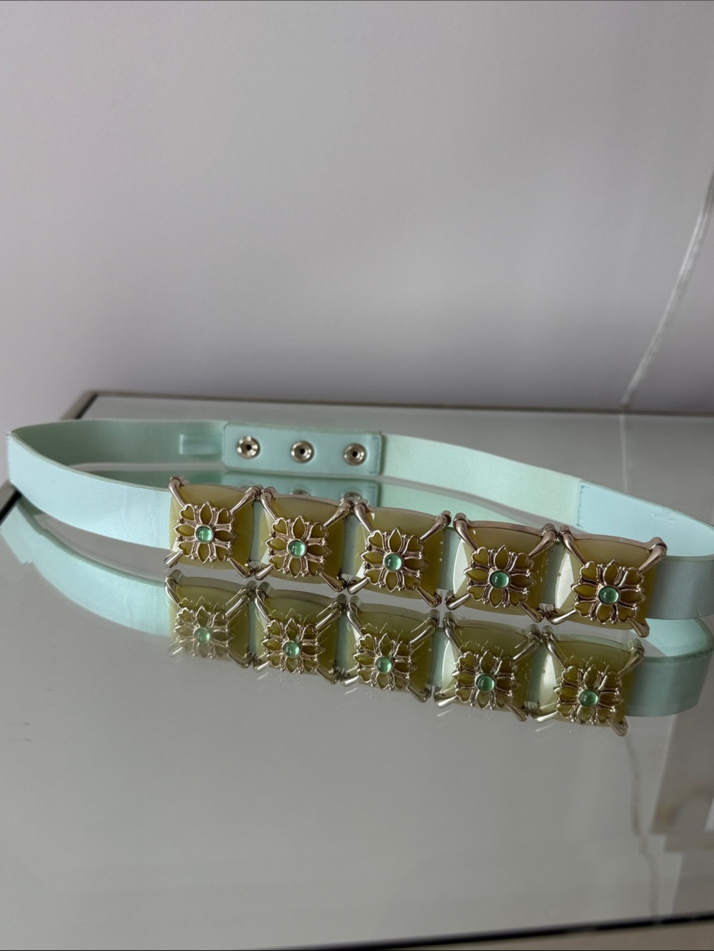 White House Black Market small Mint dazzle belt